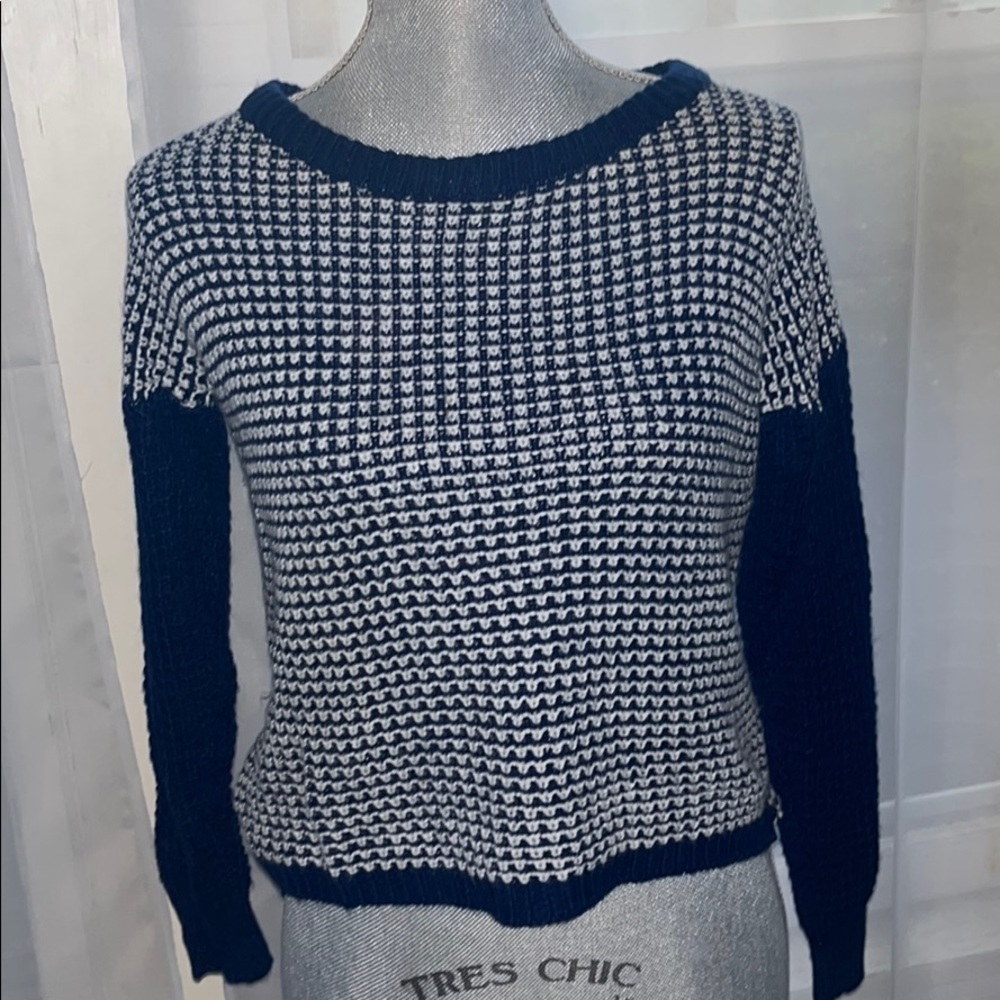 Navy and white sweater